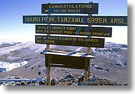 africa, horizontal, kilimanjaro, mountains, signs, tanzania, uhuru, photograph