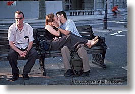 benches, cities, england, english, europe, horizontal, kissers, london, park, people, united kingdom, photograph