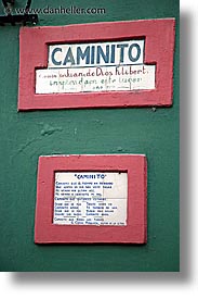 argentina, buenos aires, caminito, la boca, latin america, painted town, signs, vertical, photograph
