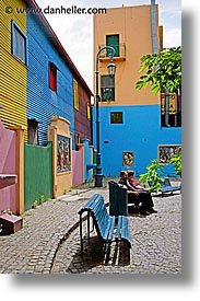 argentina, buenos aires, courtyard, la boca, latin america, painted, painted town, vertical, photograph