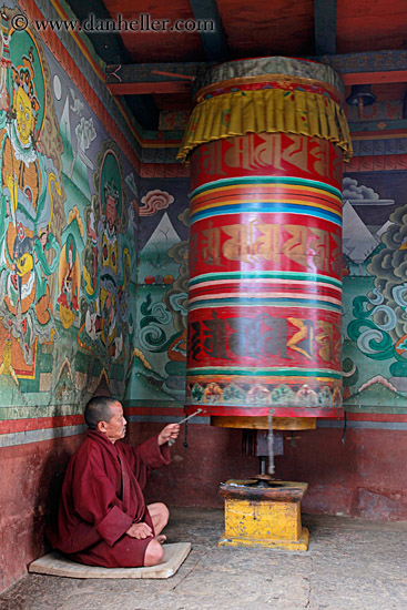 Monk Turning Prayer Wheel (1)