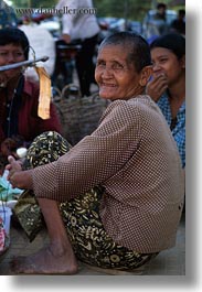 asia, cambodia, old, people, smiling, vertical, womens, photograph