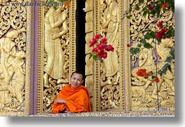 images/Asia/Laos/LuangPrabang/Buildings/Temples/Xiethong/Monk/monk-at-golden-window-3.jpg