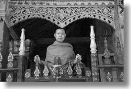 images/Asia/Laos/LuangPrabang/Buildings/Temples/Xiethong/Monk/monk-at-temple-gate-2-bw.jpg