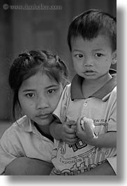 images/Asia/Laos/Villages/RiverVillage1/BW/girl-w-boy-in-yellow-shirt-2-bw.jpg