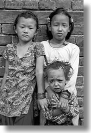 asia, babies, crying, girls, kathmandu, nepal, patan darbur square, smiling, vertical, womens, photograph