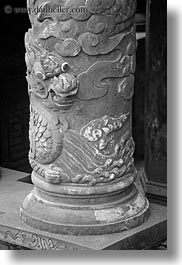 images/Asia/Vietnam/Hue/KhaiDinh/TuDucTomb/Statues/dragon-pole-bas_relief-bw.jpg