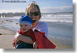 babies, beaches, boys, california, childrens, clothes, emotions, happy, horizontal, jack and jill, jills, laugh, mothers, nature, ocean, people, san diego, smiles, sunglasses, water, waves, west coast, western usa, womens, photograph