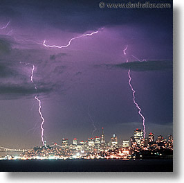 california, lightning, nite, san francisco, square format, squares, west coast, western usa, photograph