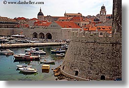 boats, croatia, dubrovnik, europe, harbor, horizontal, rooftops, towns, photograph