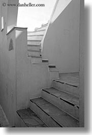 amorgos, black and white, europe, greece, stairs, vertical, walls, white wash, photograph