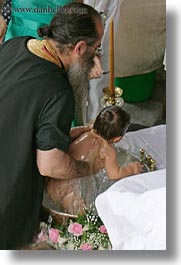 athens, babies, baptism, baptizing, europe, greece, nature, priests, vertical, water, photograph