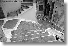 black and white, europe, greece, horizontal, labrynth, naxos, stairs, white wash, photograph