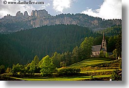 images/Europe/Italy/Dolomites/Rosengarten/Valley/church-trees-mtns.jpg