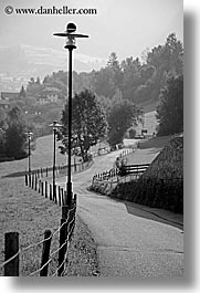 images/Europe/Italy/Dolomites/Rosengarten/Valley/road-fence-streetlamp-bw.jpg