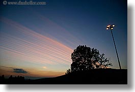 demidoff park, dusk, europe, horizontal, italy, lamp posts, silhouettes, sky, sunsets, towns, trees, tuscany, photograph