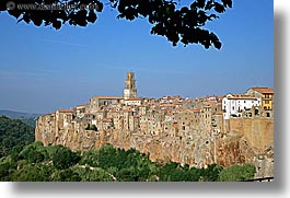 branches, cities, cityscapes, europe, horizontal, italy, leaves, old, pitigliano, towns, tuscany, photograph