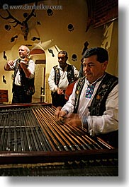 artists, dulcimer, europe, gypsy music, hammered, men, music, musicians, people, players, slovakia, vertical, photograph