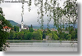 bled, churches, europe, hangings, horizontal, leaves, slovenia, towns, views, photograph