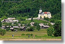 bohinj, churches, europe, hiking, horizontal, people, slovenia, walk, photograph