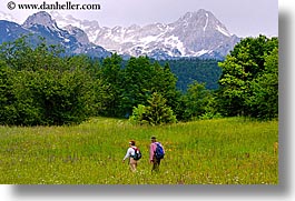 bohinj, europe, hiking, horizontal, mountains, people, slovenia, walk, wildflowers, photograph