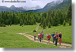 bohinj, europe, hiking, horizontal, mountains, paths, people, slovenia, walk, photograph