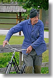 bicycles, bohinj, cigarettes, europe, men, old, people, slovenia, vertical, photograph