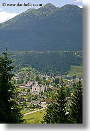bohinj, europe, mountains, scenics, slovenia, towns, trees, vertical, photograph