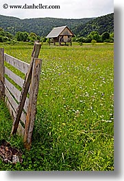 barn, bohinj, europe, scenics, slovenia, vertical, wildflowers, photograph