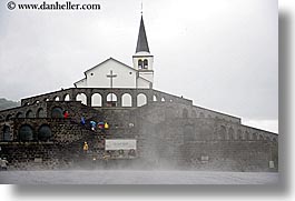 churches, dreznica, europe, foggy, horizontal, monument, religious, slovenia, umbrellas, photograph