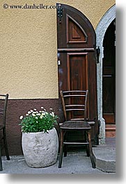 chairs, doors, europe, flowers, krupa, slovenia, vertical, photograph