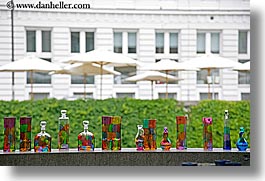 arts, bottles, colored, europe, glasses, horizontal, ljubljana, slovenia, umbrellas, photograph