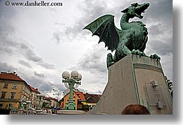 arts, bronze, dragons, europe, horizontal, ljubljana, sculptures, slovenia, photograph