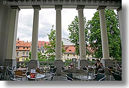 cafes, europe, horizontal, ljubljana, pillars, slovenia, photograph