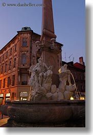 buildings, europe, fountains, ljubljana, slovenia, towns, vertical, photograph