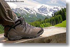europe, feet, hiking, horizontal, logarska dolina, mountains, shoes, slovenia, snowcaps, photograph