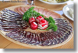 europe, foods, horizontal, logarska dolina, meats, parsley, radishes, slovenia, photograph