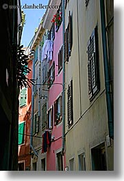 buildings, colorful, europe, narrow streets, pirano, slovenia, vertical, windows, photograph
