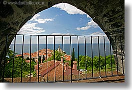 archways, europe, horizontal, pirano, slovenia, town view, towns, views, water, photograph