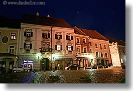 buildings, europe, horizontal, long exposure, nite, ptuj, slovenia, towns, photograph