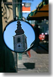 bell towers, europe, mirrors, ptuj, slovenia, vertical, photograph