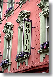 europe, hotels, mitra, ptuj, signs, slovenia, vertical, photograph