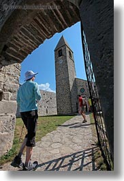 bell towers, churches, entering, europe, gates, scenics, slovenia, vertical, photograph