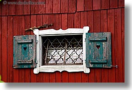 barn, europe, horizontal, red, slovenia, styria, windows, photograph