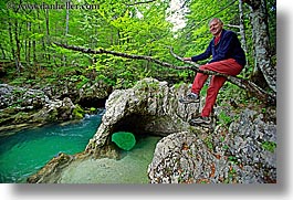 branches, europe, forests, hikers, horizontal, lush, men, richard, rivers, slovenia, triglavski narodni park, photograph