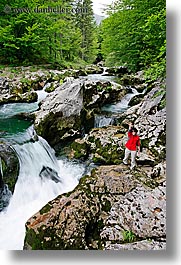 europe, forests, ingrid, lush, rivers, rushing, slovenia, triglavski narodni park, vertical, womens, photograph