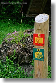 europe, lush, signs, slovenia, trails, triglavski narodni park, vertical, photograph
