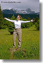 bob, europe, groups, happy, marilyn, mountains, slovenia, snowcaps, vertical, wildflowers, womens, photograph