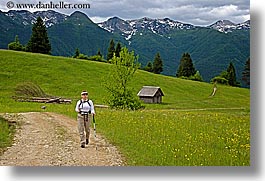 bob, europe, groups, hiking, horizontal, marilyn, mountains, slovenia, snowcaps, trails, wildflowers, womens, photograph