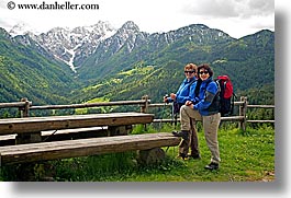 europe, groups, hikers, horizontal, ingrid, ingrid cercek, mountains, patty, slovenia, snowcaps, sunglasses, womens, photograph